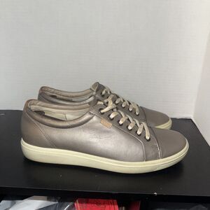 ECCO Soft 7 Women's Stone Metallic Leather Sneakers Size 9